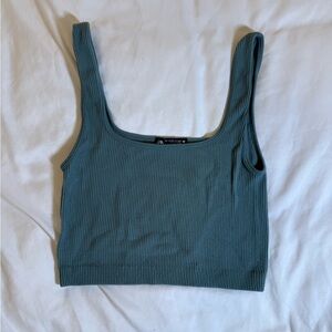 Zara M green Ribbed Tank Top